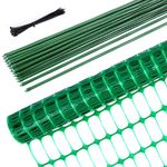 Barrier Fencing Mesh Garden Fence 1m x 30m with 25 Pack Fencing Pins, Ohuhu Heavy Duty Plastic Fencing Animals Barrier Set Reusable Temporary Mesh Fence for Pets, Poultry, Construction Site, Green