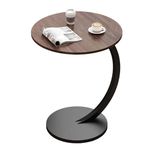 kiss me C-Shaped Side Table Round End Table, Modern Style Couch Table Snack Table Coffee Table Tea Table Nightstand Sofa Table for Living Room Bedroom Balcony Patio ﻿ (Brown Single layer)