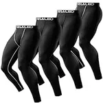 TELALEO 4 Pack Men's Compression Pants Leggings Sports Tights Athletic Baselayer Workout Running Black M
