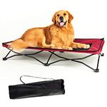 YEP HHO 47 Inches/120cm Long Elevated Folding Pet Bed Cot Travel Portable Breathable Cooling Textilene Mesh Sleeping Dog Bed (120 CM (Pack of 1), Red)