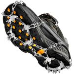 Crampons Ice Cleats Traction Snow Grips for Boots Shoes Women Men Kids Anti Slip 19 Stainless Steel Spikes Safe Protect for Hiking Fishing Walking Climbing Mountaineering (Grey, Medium)