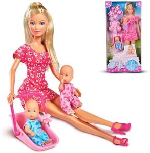 Steffi Love Babysitter| Pretend Play Set for Girls| Doll Set with Babysitter & Two Babies| Dolls with 15+ Accessories & Baby Carriers| Ideal for Girls Age 3+