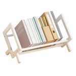 NUODWELL Bamboo Children's Bookcase, Desktop Kids Bookshelf Storage Display Rack, Small Simple Book Organiser for Children's Room (White, 33cm Long)