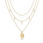 PAVOI 14K Gold Plated Layering Necklaces | Stylish Minimalist Design Pendant Necklaces | Bar, Lotus, Disc, Dog Tag, Horizontal Bar Pendants for Women, Yellow Gold, Pearl