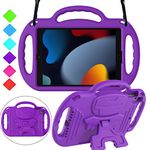 MENZO Kids Case iPad 10.2" 7th Generation 2019, Light Weight Shockproof Shoulder Strap Handle Stand Case iPad 10.2-Inch 2019 Released (Latest Model) - Purple