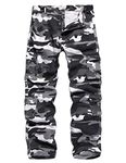 APTRO Men's Cargo Pants Multi-Pockets Work Pants Grey Camo 32