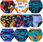 BIG ELEPHANT 10 Packs Baby Girls' and Boys' Potty Training Pants, 100% Cotton Absorbent Training Underwear for Toddler, 7-8Y