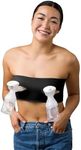 Pump Strap Hands-Free Pumping & Nursing Bra - Pump More in Less Time - Fits All Moms, Adjusts with Body (One Size, Cup A-DD, Black)