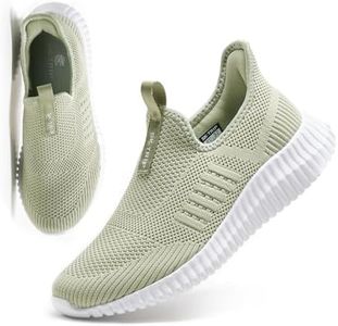 SK·TRIP Women's Walking Shoes Lightweight Breathable Flying Woven Mesh Upper Casual Jogging Shoes Ladies Tennis Shoes Workout Footwear Non-Slip Gym Sneakers for Women, Light Green1018, 7