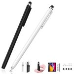 Mixoo Stylus Pens for Touch Screens - 2 in 1 Retractable Stylus Pen for iPad, High Sensitivity Tablet Pen 2pcs Stylus for iPad/iPhone/Samsung Galaxy and All Touch Devices （Black+White)