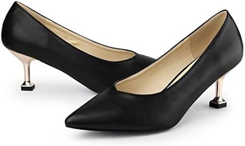 Allegra K Women's Pointed Toe Low Kitten Heel Black Pumps - 9 M US