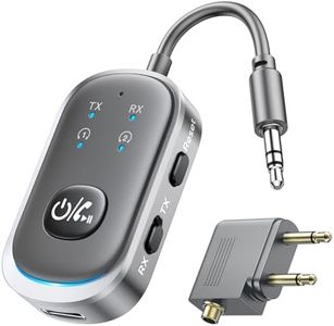 Mohard Transmisor Receptor Bluetooth 2 en 1, Adaptador Bluetooth 5.3 para TV/Coche/Avión/Altavoces con Jack 3.5mm, Emisor y Receptor Bluetooth Emparejamiento Dual para AirPods/Auriculares, 12H de Uso