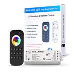 GIDEALED 2.4G Wireless 5 in 1 LED Controller and RF Remote Control,5 Channel Dimming RGBWW LED Strip Controller for RGBCCT RGBW RGB and 5 White Light Strips DC12-24V