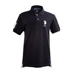 U.S. Polo Assn. Men's Short-Sleeve Polo Shirt with Applique, Black/White, Large