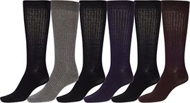 Sakkas 5699Asst Men's Cotton Blend Ribbed Dress Socks Value 6-Pack - Assorted 6-Pack