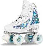 Crazy Skates Glitz Dazzling Glitter Quad Roller Skates for Women and Girls, Size 37, Diamond