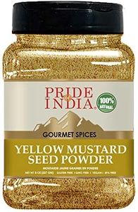 Pride Of India – Yellow Mustard Ground – Gourmet Spice - Ideal for Pickles/Mustard Dressing/Sauces/Hotdogs – Preservatives & Additives Free – Easy to Store – 8oz. Medium Dual Sifter