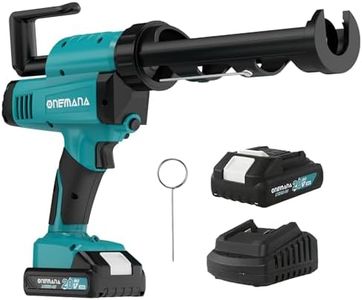 Pistolet à Cartouche Electrique, ONEMANA Pistolet à silicone électrique et Adhésifs 20V 6 Vitesses Anti-Gouttes Force Maximale de 6500N pour Cartouches de 10oz/300ml avec Batterie de 2.0Ah et Chargeur