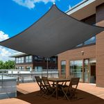 UIRWAY Sun Shade Sail 10' x 13' Rectangle Canopy, 95% UV Block, 185GSM Breathable Sunshade for Patio, Garden, Pergola, Backyard - Anthracite