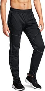 TSLA Men's Thermal Windproof Cycling Pants, Fleece Lined Outdoor Bike Pants, Winter Cold Weather Running Pants TM YKB01-BKG X-Large