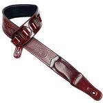 Walker & Williams LIC-14 Mahogany Padded Guitar Strap with Embossed Christian Tooling and Cross