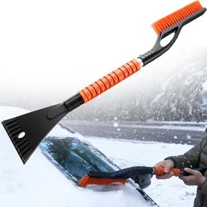 DMJN 27'' Snow Brush and Ice Scrapers for Car Windshield [One-Wipe Clean] Detachable Snow Brush for Car with Ergonomic Foam Grip for Cars, Trucks, SUVs