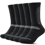 Alaplus Mens Socks Wicking Breathable Cushion Comfortable Casual Crew Socks Outdoor Multipack Performance Hiking Trekking Walking Athletic Socks 5/6 Pairs