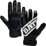 Battle Sports Double Threat Wide Receiver - Adult and Youth Football Gloves - Ultra Stick Gloves - Adult X-Large, Black