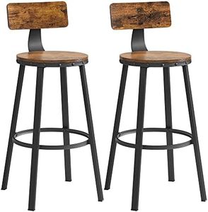 VASAGLE Tall Bar Stools, Set of 2 Bar Chairs, Kitchen Stools with Backrest, Steel Frame, 28.7-Inch High Seat, Easy Assembly, Industrial, Rustic Brown and Black ULBC026B01V1