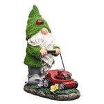 TERESA'S COLLECTIONS Garden Ornaments Outdoor Flocked Garden Gonks Ornaments Outdoor with Solar Lights, Waterproof Gnomes Resin Ornaments, Garden Decoration Gifts 27CM