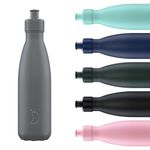 Chilly's Original Sports Bottles - BPA-Free Stainless Steel Reusable Water Bottle - Keeps Cold, Double Walled, Vacuum Insulated - Dishwasher Safe Lid - 500ml - Monochrome Grey