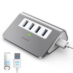 4 Ports USB Hub 3.0, JELIYEA USB A/USB 3.0 to USB A Hub Adapter with 4X 5Gbps Data Transfer USB 3.0 Port 3.3ft Cable Portable USB Splitter for Laptop, Dell, HP, Lenovo, Surface, USB A Devices