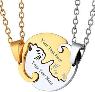 PROSTEEL Cat Ying Yang Necklace Personalized Name BFF Couple Necklaces Women Men Stainless Steel Pair Cute Puzzle Cat