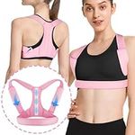 AIOUTGOGO Posture Corrector for Women and Men, Back Corrector,Adjustable Upper Back Straightener and Back Brace,Providing Pain Relief from Neck, Shoulder, and Upper Back(pink)