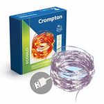 Crompton Galaxy Decoration Copper USB Powered String Fairy Lights with 100 Led Light (10 Meters/32 Feet, Cool Day Light, Pack of 1)