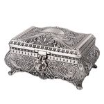 Feyarl Vintage Jewellery Box Antique Trinket Box Jewelry Display Case Ring Earring Necklace Organizer Box for Birthday Valentines Mothers Day Gift (6.7 x 4.7 x 3.5 inch)