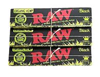 Raw Black Organic King Size Rolling Papers Natural Unrefined + RSV Scoop Card (3 Packs)