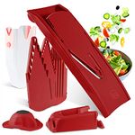 Börner Mandoline Slicer V1 (Professional Set) • V-Slicer with 4 Inserts, Fruit Holder, Docking Station, Box • Adjustable Vegetable Slicer • Cuts into Slices, Strips & Dices • Color: Red