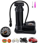 VHOI Bike Car Cycle Tyre Air Pump Portable Activated High Pressure Mini Foot Floor Pump with Pressure Gauge Lightweight for Roadtrip Motorbikes, Car, Bicycle, Football and Air Mattress Tubeless