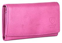 J. Wilson London Ladies Designer RFID Safe Protection Luxury Quality Soft Nappa Leather Purse Multi Credit Card Women Clutch Wallet with Zip Pocket (Pink)