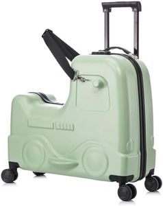 Apelila 22 inch Ride on Suitcase for Kids Travel Trolley Luggage with Spinner Wheels for Child with Combination Lock/Safety Belt/Telescoping Handle (Green)