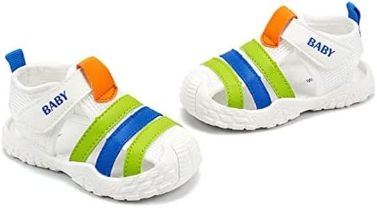 OAISNIT Baby Boys Girls Sports Sandals Lightweight Anti-Slip Rubber Sole Beach Aquatic Water Shoes Summer Toddler First Walking Shoe, E-green, 4 Toddler
