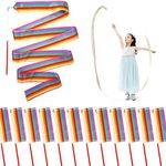 Niceup 12 Pcs Dance Ribbon for Kids Party Bag Fillers, Gymnastics Ribbon Rainbow Streamers Wand for Party Favors, Goodie Bag Fillers for Kids Birthday Princess Fairy Circus Party Decoration Supplies