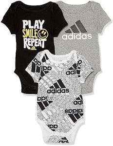adidas Baby Boys 3pk Essential Short Sleeve Bodyshirt Set Sweatsuit, Black/White/Grey, 9M US