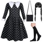 Cosplay Costume Girls Dress For Kids Halloween Fancy Dress Black Princess Dress Kids With Wig Bag And Socks Fancy Dress Up Halloween Carnival Cosplay Party Outfit Age 3-4 Years,04 Black 110