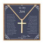 Fathers Day Necklace Gifts, Silver/Gold/Black Cross Necklace Box Chain Cross Necklace for Men, Stainless Steel, No Gemstone