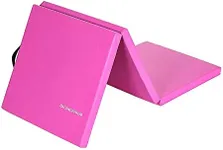 BalanceFrom 2" Thick Tri-Fold Folding Exercise Mat with Carrying Handles for MMA, Gymnastics and Home Gym Protective Flooring (Pink)