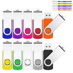 JEVDES 32GB USB Memory Stick 10 Pack USB Stick Flash Drive USB 2.0 Pen Drive Swivel Design Thumb Drive for Data Storage Zip Drive Jump Drive with LED Light (10 Colors)