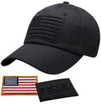 Antourage American Flag Unisex Baseball Hat for Men and Women | USA Flag Mesh Snapback Flat Visor Cap + 2 Patriotic Patches, (10.8) Black Classic, One Size