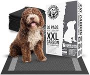 Bulldogology Charcoal XXL Pee Pads for Dogs (30x30) Puppy Pee Pads with Adhesive Sticky Tape - Leak Proof Charcoal Puppy Pads - Ultra Absorbing Charcoal Dog Pads - Activated Carbon Pee Pads (30-Count)